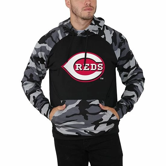 Deals ✨ Unbranded Men's FOCO Black Cincinnati Reds Camo Raglan Pullover Hoodie 🎁 - Image 5