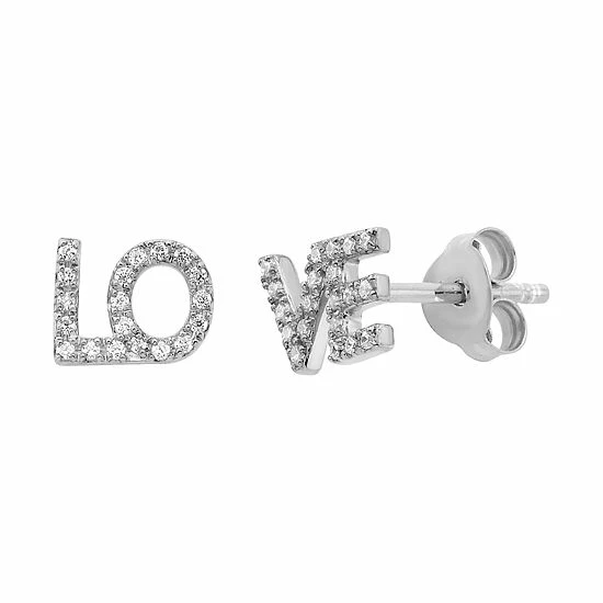 Promo 🎁 Unbranded 10K Gold 1/8 Carat T.W. Diamond Love Earrings Rose 👍 - Image 3
