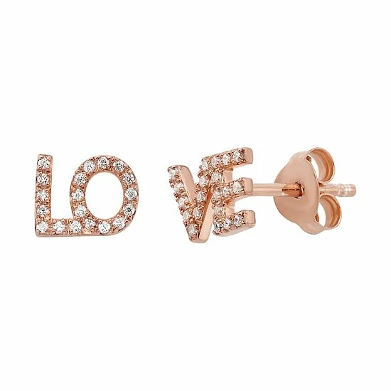 Promo 🎁 Unbranded 10K Gold 1/8 Carat T.W. Diamond Love Earrings Rose 👍 - Image 4