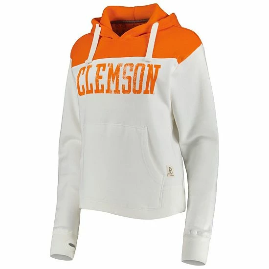 Coupon 😉 Unbranded 👩 Women's Pressbox White/Orange Clemson Tigers Chicago 2-Hit Yoke Pullover Hoodie 🛒 - Image 3
