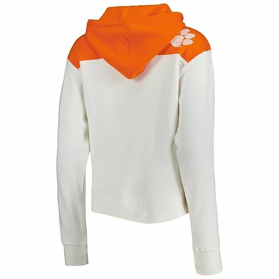 Coupon 😉 Unbranded 👩 Women's Pressbox White/Orange Clemson Tigers Chicago 2-Hit Yoke Pullover Hoodie 🛒 - Image 4