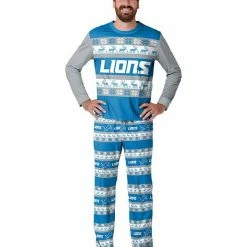 Buy 🎁 Unbranded Men's FOCO Blue Detroit Lions Team Ugly Pajama Set 🔔