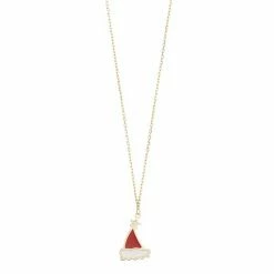 Best Pirce ⭐ Unbranded 14k Gold Enamel Santa Hat Necklace 🛒