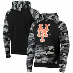 Buy 🔔 Unbranded Men's FOCO Black New York Mets Camo Raglan Pullover Hoodie ❤️