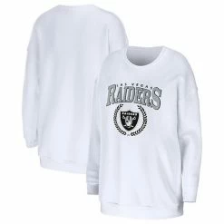 Flash Sale 🧨 Unbranded 👩 Women's WEAR By Erin Andrews White Las Vegas Raiders Oversized Pullover Sweatshirt ✨