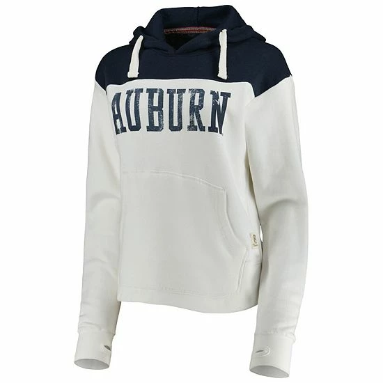 Best Pirce โ Unbranded ๐ฉ Women's Pressbox White/Navy Auburn Tigers Chicago 2-Hit Yoke Pullover Hoodie โค๏ธ - Image 3