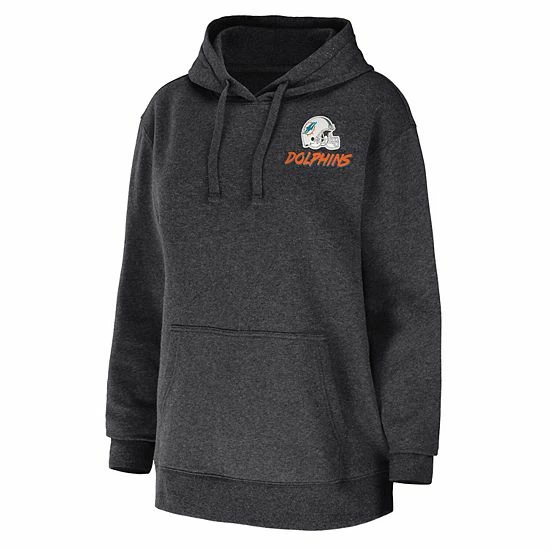Outlet 🎁 Unbranded 👩 Women's WEAR By Erin Andrews Heather Charcoal Miami Dolphins Fleece Pullover Hoodie 🥰 - Image 3