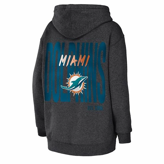 Outlet 🎁 Unbranded 👩 Women's WEAR By Erin Andrews Heather Charcoal Miami Dolphins Fleece Pullover Hoodie 🥰 - Image 4