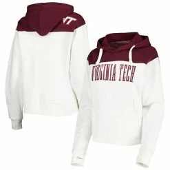 Top 10 🤩 Unbranded 👩 Women's Pressbox White/Maroon Virginia Tech Hokies Chicago 2-Hit Yoke Pullover Hoodie 🎉