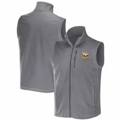 New ✔️ Unbranded Men's NFL X Darius Rucker Collection By Fanatics Gray Minnesota Vikings Polar Fleece Full-Zip Vest 💯