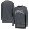 Hot Sale 🔥 Unbranded 👩 Women's Pressbox Black Iowa Hawkeyes Marniville Vintage Wash Pullover Sweatshirt 🥰
