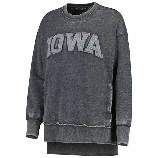Hot Sale 🔥 Unbranded 👩 Women's Pressbox Black Iowa Hawkeyes Marniville Vintage Wash Pullover Sweatshirt 🥰 - Image 3