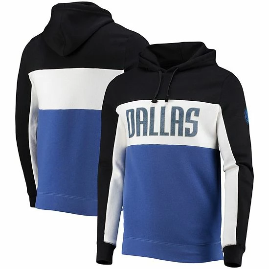 Best Sale ๐คฉ Unbranded Men's Junk Food Black/White Dallas Mavericks Wordmark Colorblock Fleece Pullover Hoodie ๐ฅ - Image 2
