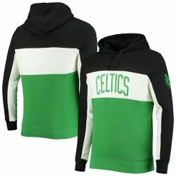 Buy 🌟 Unbranded Men's Junk Food Black/White Boston Celtics Wordmark Colorblock Fleece Pullover Hoodie ❤️