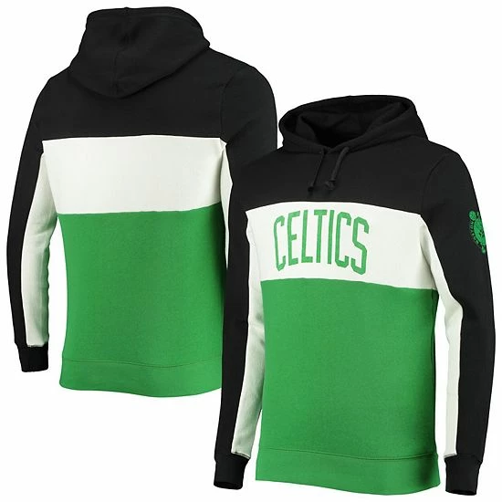 Buy 🌟 Unbranded Men's Junk Food Black/White Boston Celtics Wordmark Colorblock Fleece Pullover Hoodie ❤️