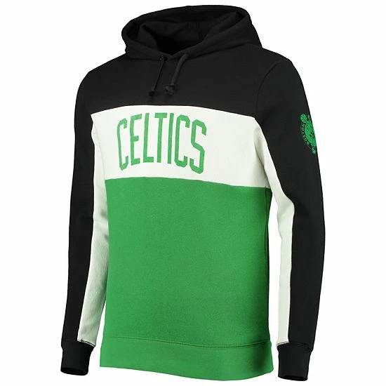 Buy 🌟 Unbranded Men's Junk Food Black/White Boston Celtics Wordmark Colorblock Fleece Pullover Hoodie ❤️ - Image 2