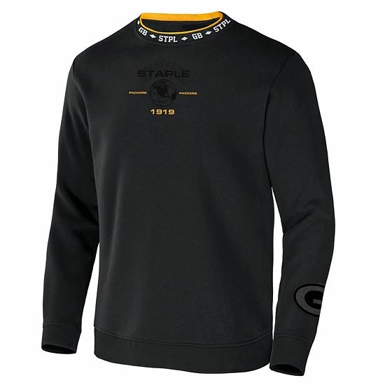 Budget ๐ Unbranded Men's NFL X Staple Black Green Bay Packers Globe Crewneck Pullover ๐ - Image 3