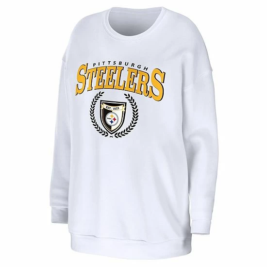Outlet ๐ Unbranded ๐ฉ Women's WEAR By Erin Andrews White Pittsburgh Steelers Oversized Pullover Sweatshirt ๐ - Image 3