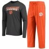Promo 🧨 Unbranded Men's Concepts Sport Orange/Heathered Charcoal Clemson Tigers Meter Long Sleeve T-Shirt & Pants Sleep Set 🥰