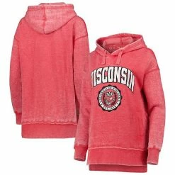 Best Pirce ✨ Unbranded 👩 Women's Pressbox Red Wisconsin Badgers Vintage Winnie Pullover Hoodie 🤩
