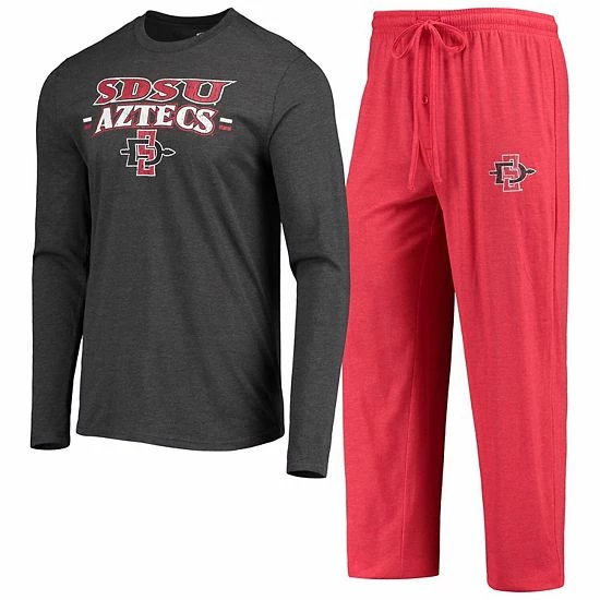 Deals ✨ Unbranded Men's Concepts Sport Cardinal/Heathered Charcoal San Diego State Aztecs Meter Long Sleeve T-Shirt & Pants Sleep Set 🌟 - Image 2