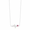 Promo ⭐ Unbranded Sterling Silver Lab-Created Ruby & White Sapphire Heartbeat Necklace 🧨
