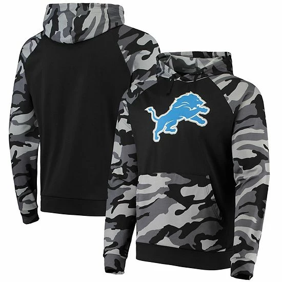 Coupon 🛒 Unbranded Men's FOCO Black Detroit Lions Camo Raglan Pullover Hoodie ✨