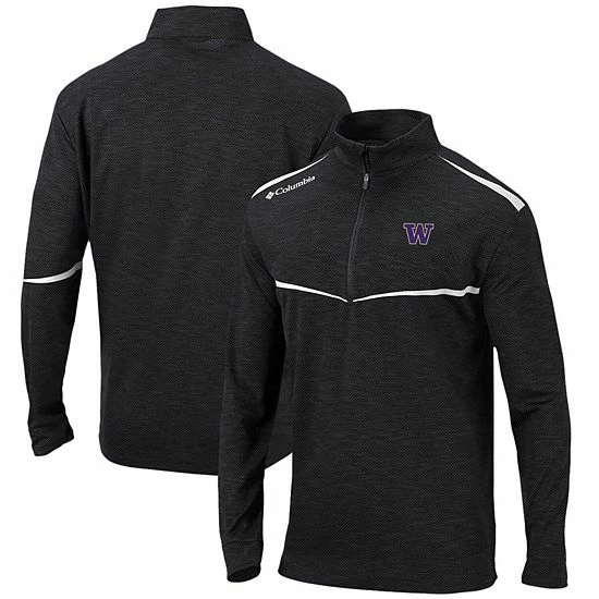 Best deal ❤️ Unbranded Men's Columbia Black Washington Huskies Scorecard Quarter-Zip Jacket 🎁