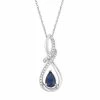 Hot Sale 🔔 Unbranded 10k White Gold Sapphire & Diamond Accent Drop Pendant Necklace 👏
