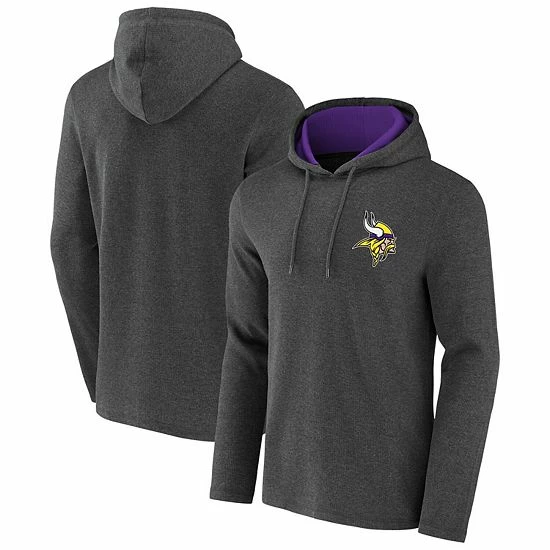 Cheap 🛒 Unbranded Men's NFL X Darius Rucker Collection By Fanatics Heathered Charcoal Minnesota Vikings Waffle Knit Pullover Hoodie 😀