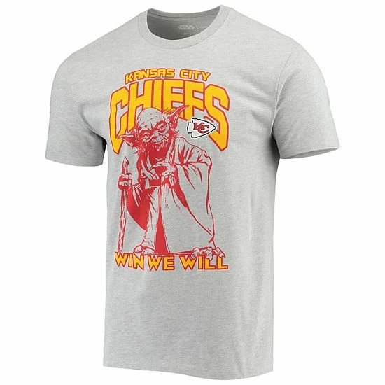 Cheapest 👏 Unbranded Men's Junk Food Heathered Gray Kansas City Chiefs Disney Star Wars Yoda Win We Will T-Shirt 💯 - Image 2