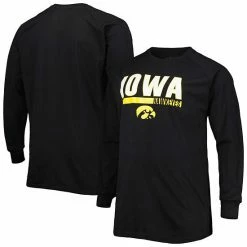 Best Sale 🌟 Unbranded Men's Black Iowa Hawkeyes Big & Tall Two-Hit Raglan Long Sleeve T-Shirt 🛒