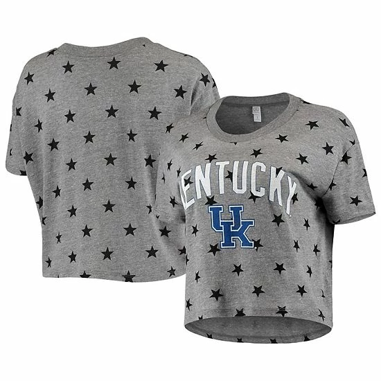 Outlet 🎁 Unbranded 👩 Women's Alternative Apparel Gray Kentucky Wildcats Headliner Stars Cropped Tri-Blend T-Shirt ✨ - Image 2