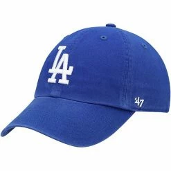 Best Pirce 😀 Unbranded Youth '47 Royal Los Angeles Dodgers Team Logo Clean Up Adjustable Hat 😍