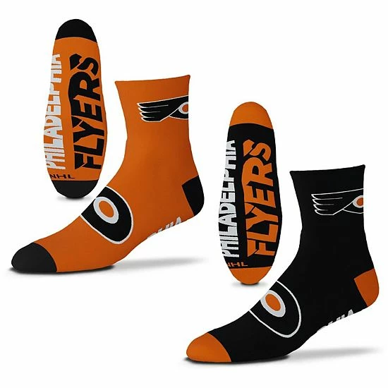 Deals 👏 Unbranded Men's For Bare Feet Philadelphia Flyers 2-Pack Team Quarter-Length 🧦 Socks 🥰