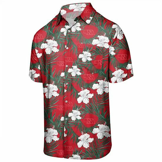 New ๐ Unbranded Men's Scarlet Nebraska Huskers Floral Button-Up ๐ Shirt ๐ฏ