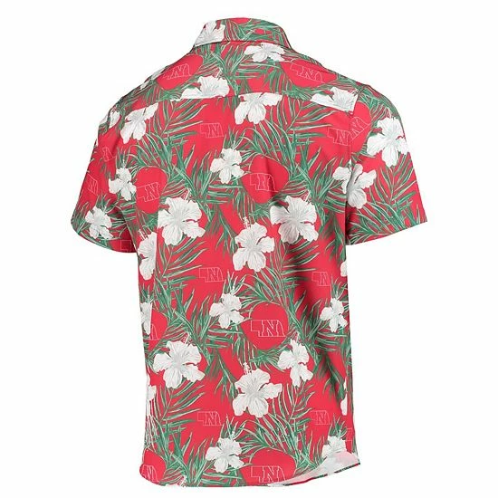 New ๐ Unbranded Men's Scarlet Nebraska Huskers Floral Button-Up ๐ Shirt ๐ฏ - Image 4