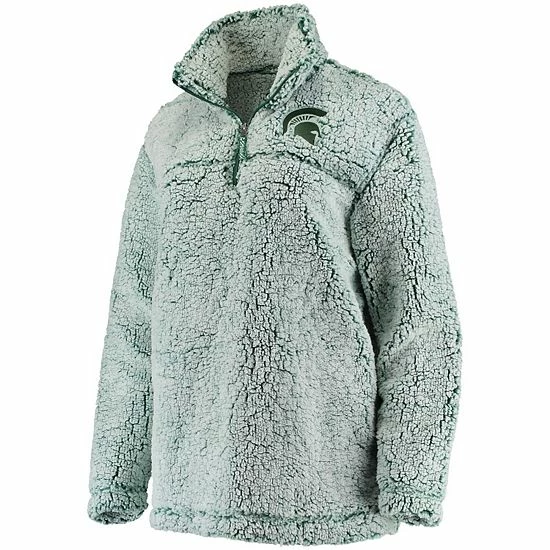 Best deal ❤️ Unbranded 👩 Women's Green Michigan State Spartans Sherpa Super Soft Quarter Zip Pullover Jacket ⭐