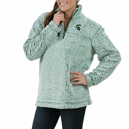 Best deal ❤️ Unbranded 👩 Women's Green Michigan State Spartans Sherpa Super Soft Quarter Zip Pullover Jacket ⭐ - Image 5