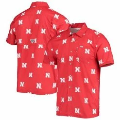 Cheap ✨ Unbranded Men's Columbia Scarlet Nebraska Huskers Super Slack Tide Omni-Shade Button-Up 👕 Shirt 🔔