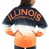 Discount 🧨 Unbranded 👩 Women's Navy Illinois Fighting Illini Ombre Long Sleeve Dip-Dyed Spirit Jersey 👏