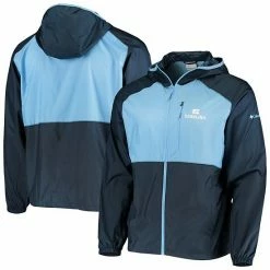 Budget 🤩 Unbranded Men's Columbia Navy/Carolina Blue North Carolina Tar 👠 Heels Flash Forward Hoodie Full-Zip Windbreaker Jacket 🔔