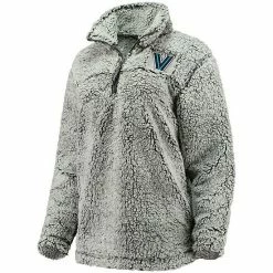 Best deal 👍 Unbranded 👩 Women's Gray Villanova Wildcats Sherpa Super Soft Quarter Zip Pullover Jacket 🛒