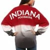 Cheap 🤩 Unbranded 👩 Women's Crimson Indiana Hoosiers Ombre Long Sleeve Dip-Dyed Spirit Jersey 🧨
