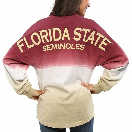 Deals 🧨 Unbranded 👩 Women's Garnet Florida State Seminoles Ombre Long Sleeve Dip-Dyed Spirit Jersey 🔥 - Image 2