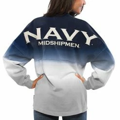 Wholesale 🎉 Unbranded 👩 Women's Navy Navy Midshipmen Ombre Long Sleeve Dip-Dyed Spirit Jersey 🎉