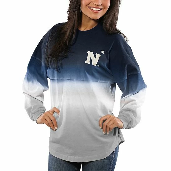 Wholesale 🎉 Unbranded 👩 Women's Navy Navy Midshipmen Ombre Long Sleeve Dip-Dyed Spirit Jersey 🎉 - Image 3