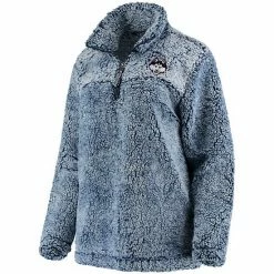 Discount 🔔 Unbranded 👩 Women's Navy UConn Huskies Sherpa Super Soft Quarter Zip Pullover Jacket 🛒