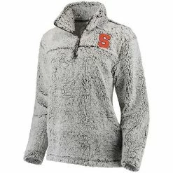 Buy 😀 Unbranded 👩 Women's Gray Syracuse Orange Sherpa Super Soft Quarter-Zip Pullover Jacket ⌛