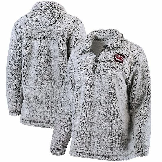 Deals 🤩 Unbranded 👩 Women's Gray South Carolina Gamecocks Sherpa Super Soft Quarter Zip Pullover Jacket 🔔 - Image 2